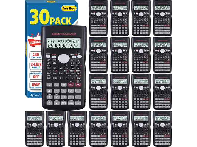 30 Pack Scientific Calculators, 2-Line Large Screen Display 240 Functions Scientific Calculators for Students, Math Algebra Fraction Calculator for...