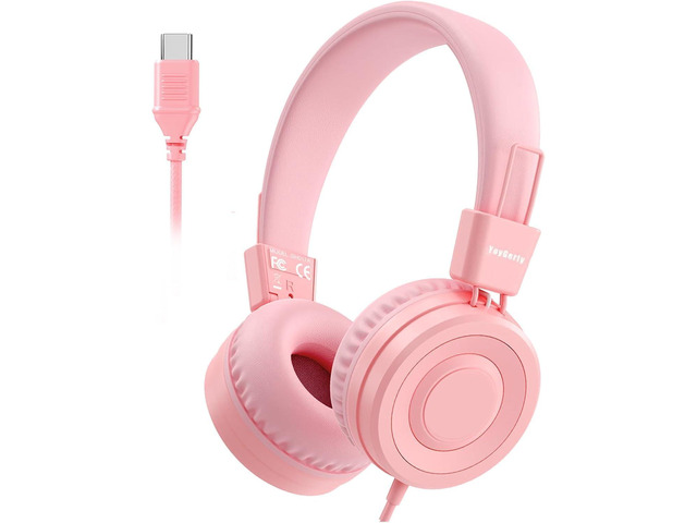 USB C Kids Headphones for School, Upgrade USB Type C Kid Headphone, 94 dB Volume Limiter Wired On-Ear Headset for...