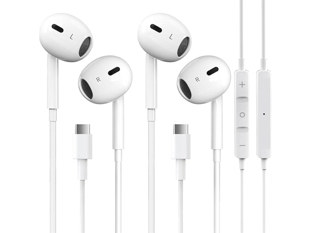 2 Pack-USB C Headphones for iPhone 17/16/15 Earbuds USB C Wired Earphones with Mic & Remote Control Noise Cancelling for 17/16/15 Plus/Air/Pro,...