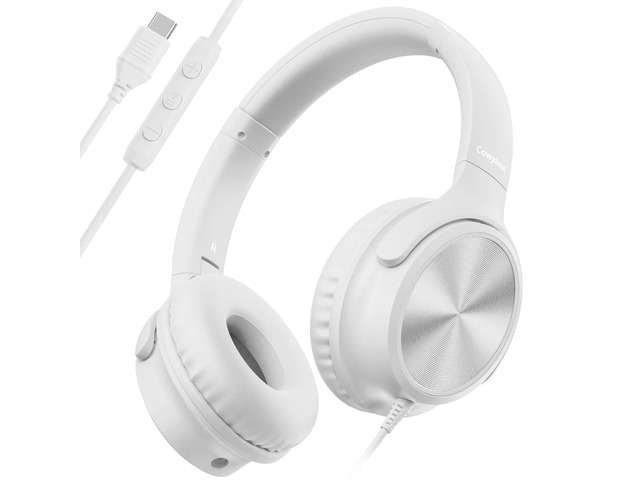 USB C Headphones Wired, Over Ear USB C Wired Headphones with Microphone, Volume Control, HD Stereo Sound, Foldable USB Type C Headphone for...