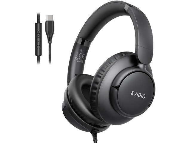 Wired USB C Headphone with Microphone, Over Ear Foldable Type C Corded Headphones with 4.9ft Tangle-Free Cord for Tablet Laptop School Airplane...