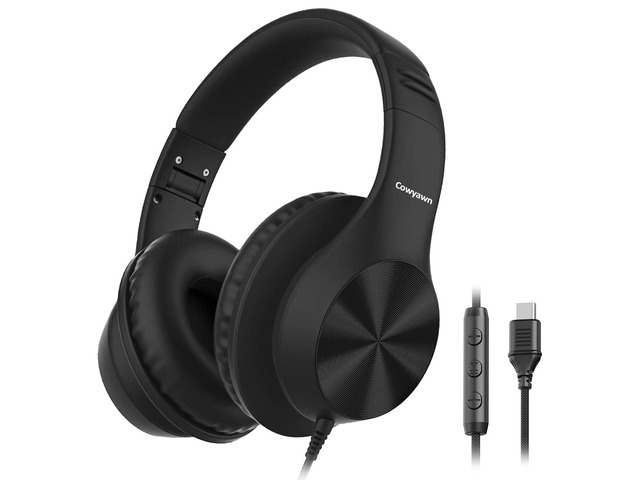 USB C Headphones Wired, Over Ear Wired Headphones with Microphone USB-C Headphones, HD Sound, Volume Control, Foldable USBC Headphones for...