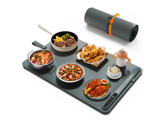 Warming Mat for Food (24'x16') - 7-Level Electric Warming Tray with 400W High-Power, Timer 099H & Built-In Strap - Rollable Large Food Warming Mat...