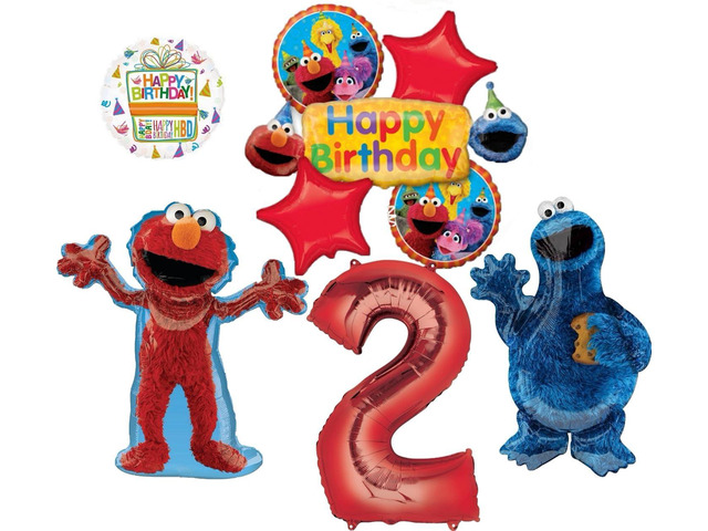 Sesame Street Elmo and Cookie Monster 2nd Birthday Party Supplies Balloon Bouquet Decorations