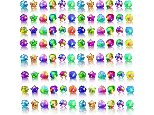 Party Favors 48 Pcs Light Up Rings, Glow In The Dark Party Supplies, 6 Style Flashing Glow In The Dark Rings for Adults & Kids, LED Ring for...
