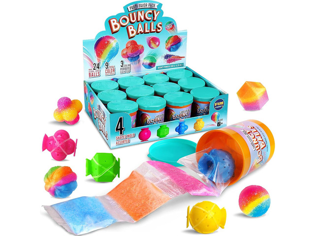 Party Favors Bouncy Ball Kit for Kids, FunKidz Make Colorful Magic Bouncing Ball Individual Pack 12 Bottles Making Bouncy Balls Activities Kits for...