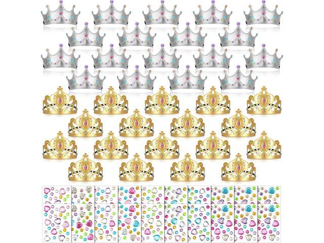 Yaomiao 66 Pieces Foam Princess Tiaras DIY Crowns Kids Party Favors Craft Crystal Diamond Sticker Making Your Own Tiara Girls(Bright Color)
