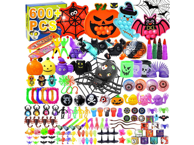 600 Pcs Halloween Party Favors for Kids, Fidget Toys Bulk, Prizes for Kids, Halloween Toys Treats Gifts, Carnival Treasure Classroom Prizes Box,...