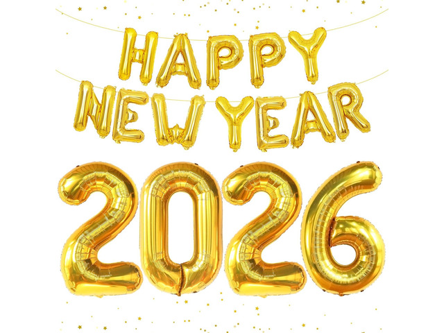KatchOn, Gold Happy New Years Balloons - 40 Inch New Year Eve Balloons for Happy New Years Decorations 2026 NYE Banner 2026 New Years Eve...
