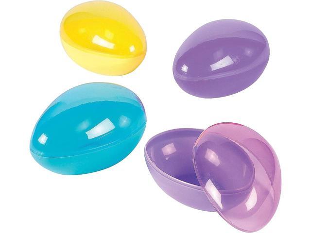 Fun Express Large Easter Eggs 12 Pack - Jumbo 7 Inch Fillable Plastic Easter Eggs for Easter Egg Hunt Extra Large Empty Easter Eggs Bulk for Kids.
