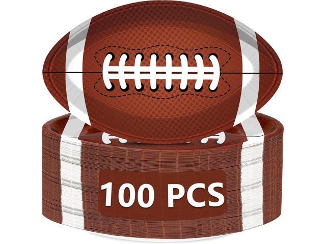 QZYL 100 PCS Football Party Decorations, Large Shape Plates, Touch Down Party Decorations, Disposable Party Supplies for Touchdown Birthday Themed