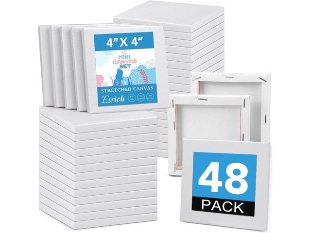 ESRICH Mini Canvases for Painting 4x4 Canvas Value Pack of 48PCS, 2/5In Thickness Small Canvas, Great for School Projects, Kids Birthday Party and.