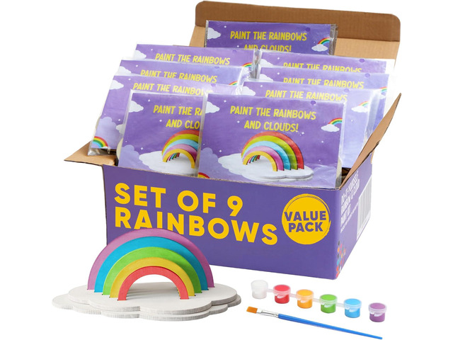 CRAFTY HAPPITOYS Set of 9 DIY Rainbow Craft Painting Set - Easter Gift Craft for Kids 6-8, 8-12 Years Old - Fun Craft Kit - Kids Party Favors