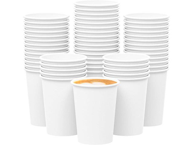 Qunclay Disposable White Paper Coffee Cups, To Go Hot Cups for Coffee, Chocolate, Juice, Hot or Cold Beverage Drinking Cup Suitable for Party,...