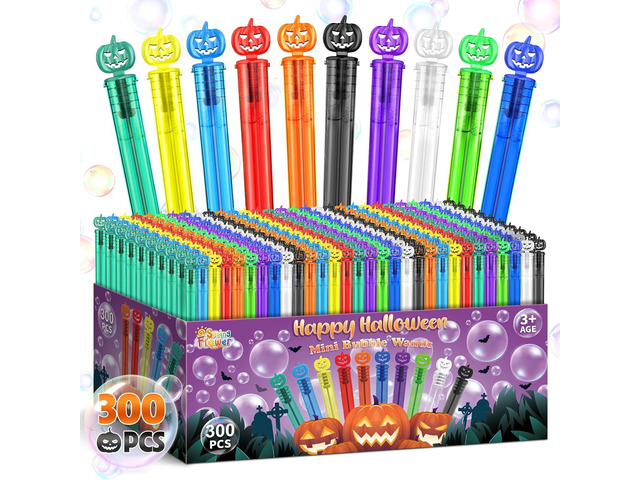 SpringFlower 300 PCS Halloween Party Favor for Kids, Halloween Mini Bubble Wands for Halloween Party Favor Supply Kids Trick Or Treating, Goodie...