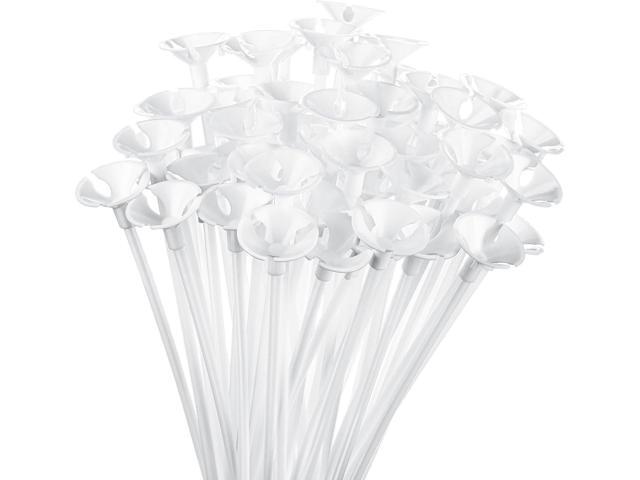 Chivao 300 Pcs Balloon Sticks with Base Plastic Balloon Holder Sticks with Cup Stand for Birthday Wedding Mother's Day Graduation Prom Baby Shower...