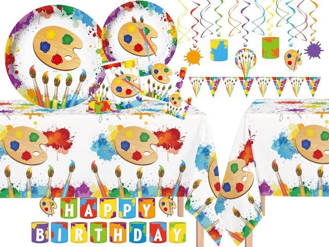 Serves 30 Complete Art Birthday Party Supplies Includes Plates,Napkins,Table Covers, Happy Birthday Banner,Pennant Banners,Swirls, Art party...