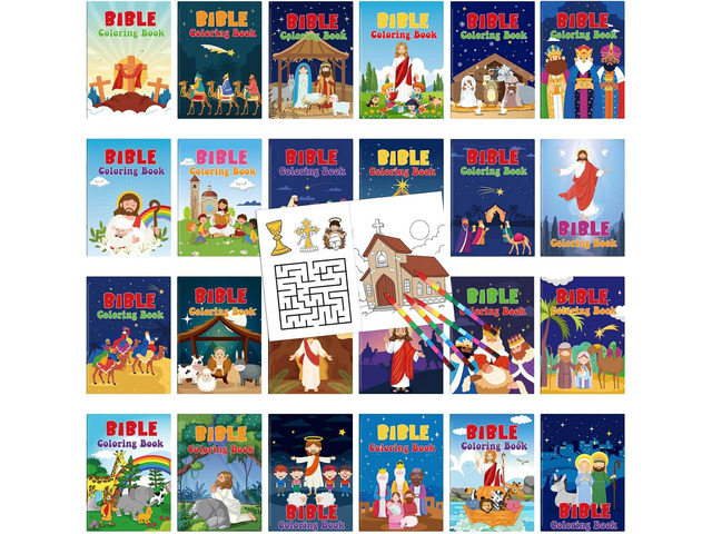 Liliful 144 Pcs Bible Coloring Book Bulk for Kids Christian Mini Coloring Books Religious Party Favors Christian Story Activity Supplies Bulk for...