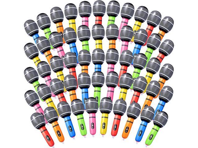 Zhanmai 72 Pcs Inflatable Microphones Assorted Colors Inflatable Microphone Props Pretend Plastic Toys for Kids Musical Concert Birthday Party...