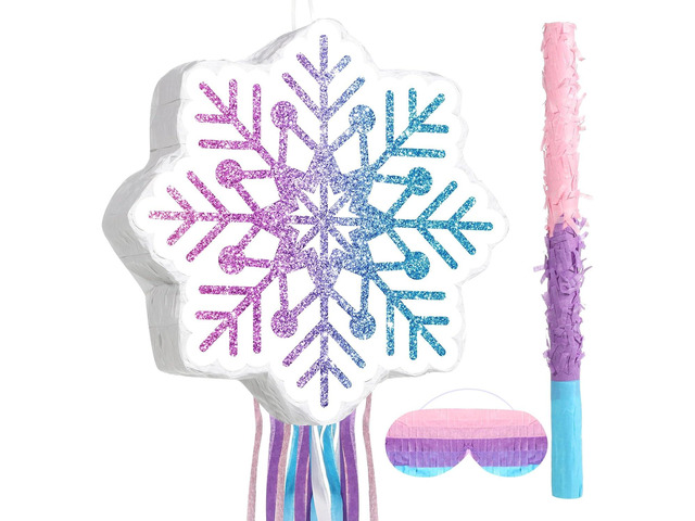 Winter PiÃ±ata Christmas Wonderland Themed PiÃ±ata with Blindfold Bat for Christmas Princess Winter Theme Birthday Party Supplies Decorations(Pink,...