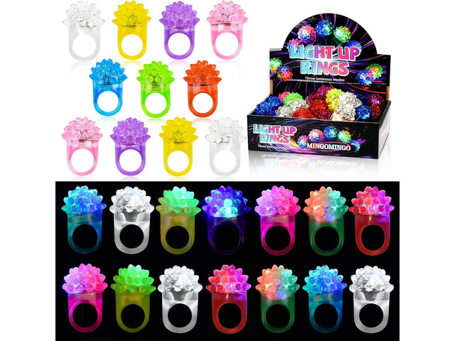 MINGOMINGO 50 Pack LED Light Up Rings & Glow Rings - Bachelorette Party Favors, Bridal Shower Favors, Graduation Favors Bulk, Classroom Prizes,...
