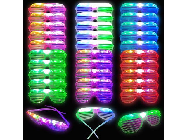 30 Pcs Glow In The Dark Glasses, 6 Colors LED Glasses Bulk for Adults, Glow Neon Party Supplies for Carnival Halloween Christmas Birthday Wedding