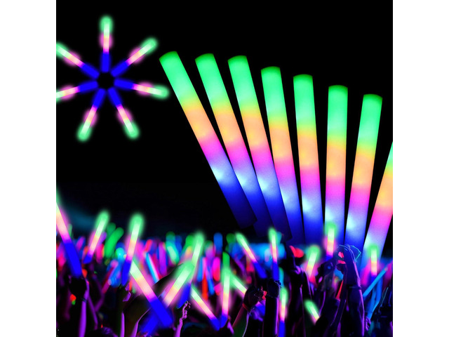 12 PCS Foam Glow Sticks Bulk With 3 Modes Colorful Flashing,Foam Light up Sticks,Glow Sticks for Wedding,Glow in Dark Party Supplies for...