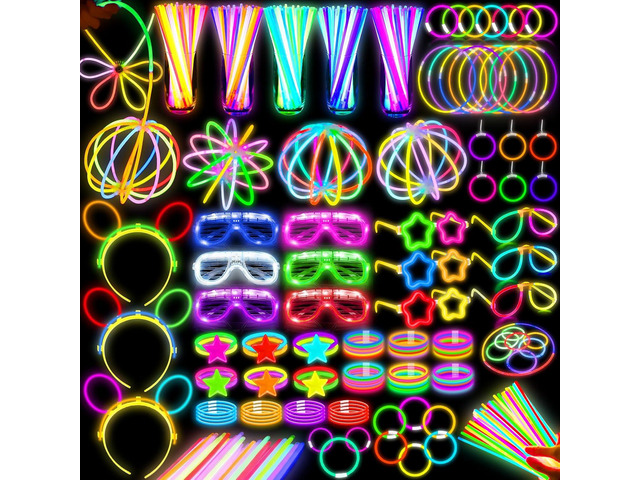 242PCS Glow Sticks, Glow in the Dark 4th of July Party Favors Party Supplies for Glow Sticks Bulk & Connectors Light Up Glasses Headbands Bracelets...