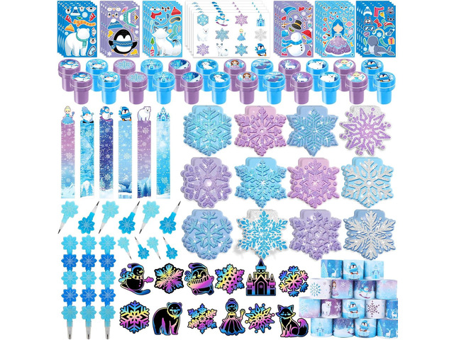 BenLouis 216Pcs Frozen School Stationery Party Favors Winter Snowflake Themed Classroom Gift Reward Prizes Bulk for Students Kids Holiday Frozen...
