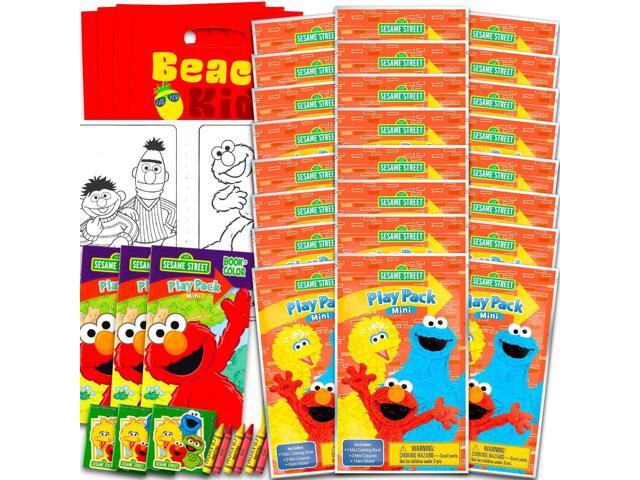 Sesame Street Mini Party Favors Set for Kids - Bundle with 24 Mini Elmo Grab n Go Play Packs with Coloring Pages and Loot Bags (Sesame Street...