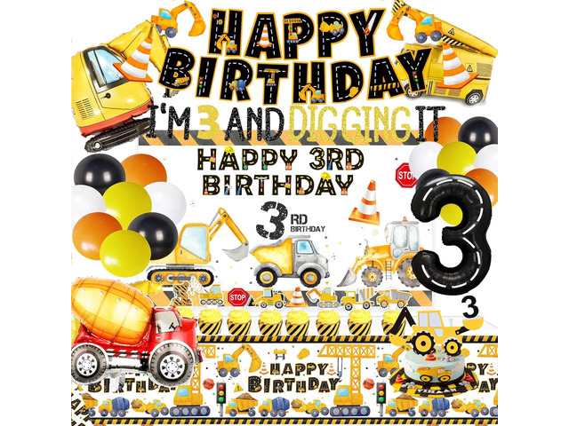 90 Pcs Dump Truck Party Decorations for Boys Baby .Construction 3rd Birthday Party SuppliesConstruction 3rd for Boys, Construction Birthday Party...