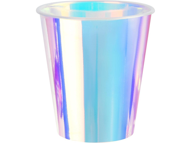 AimFun 25 Iridescent Plastic Cups Holographic Clear Party Cups 12oz Rainbow Disposable Cups for Bachelorette Birthday Wedding Mermaid Party...