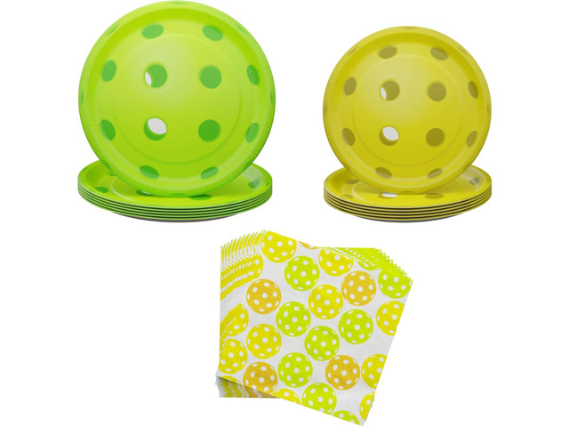 Blue Orchards Pickleball Party Plates and Napkins (52 Pieces for 16 Guests) - Pickleball Party Decorations Sports Themed Birthday Baby Shower...