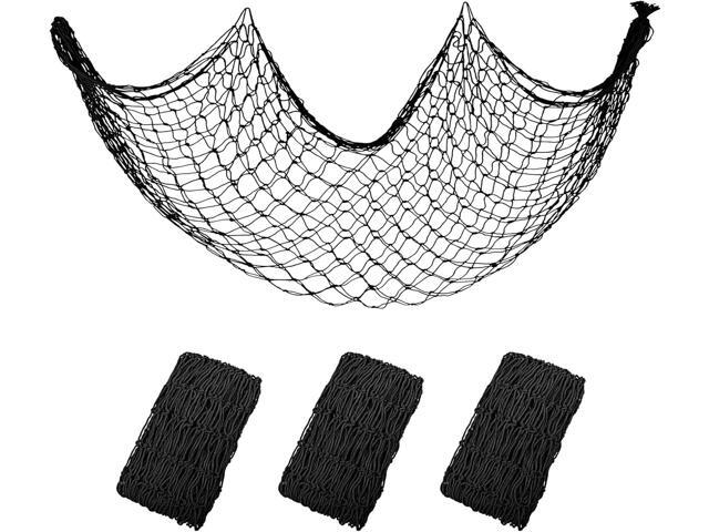 Decorative Fishing Net 5x10 ft, 3 Pack Large Black Picture Fish Net, Wall Photo Hanging Fishnet for Nautical Mermaid Pirate Ocean Themed Hawaii...