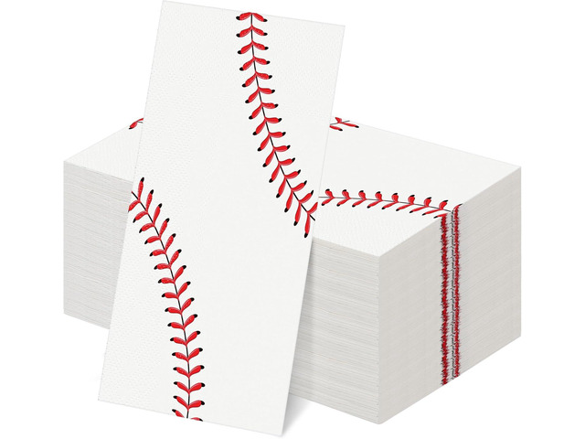 Kochorie 100 Pieces Baseball Napkins Disposable Baseball Party Napkins 7.8 x 4.3 Inches Baseball Paper Cocktail Napkins Baseball Birthday Supplies...