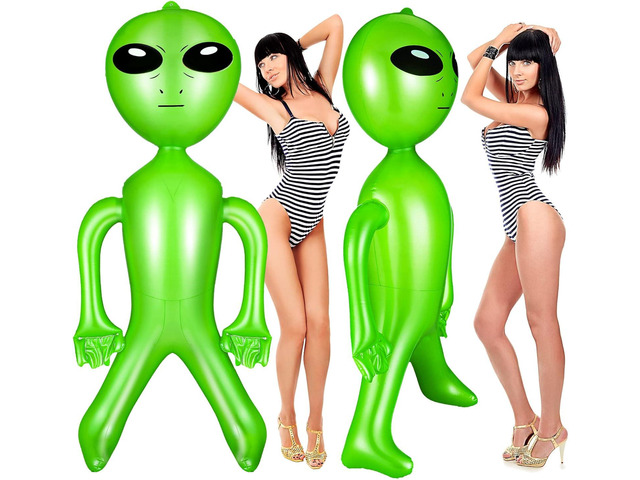 Zhanmai 1 Piece 63 Inch Giant Inflatable Alien Blow up Jumbo Green Inflate Alien for Theme Birthday Party Favors Decorations Indoor Outdoor Photo...