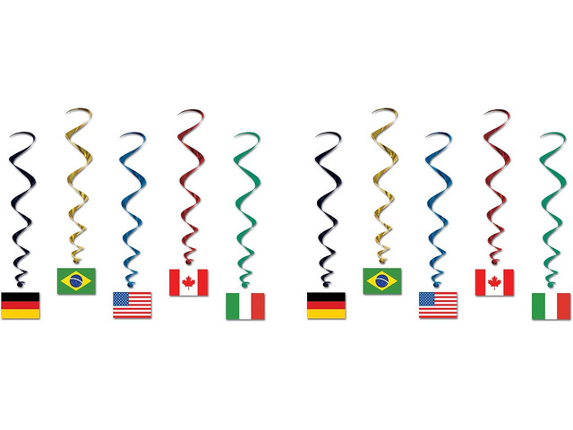 Beistle International Flag Whirls 10 Piece, Multicolored