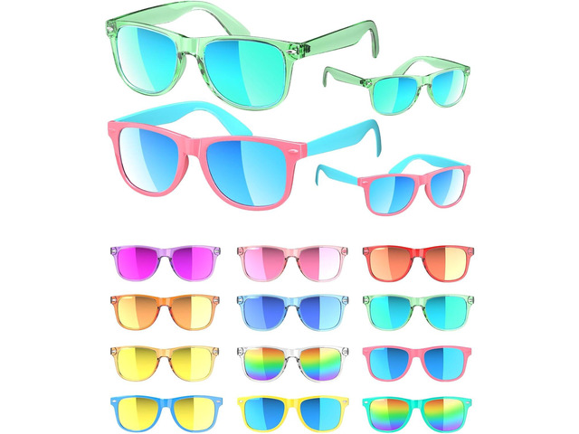 Sumsun Kids Sunglasses Bulk Party Favors 12 Packs Boys Girls Age 3-8 with UV400 Protection for Birthday Graduation Party Supplies (Blocking color...