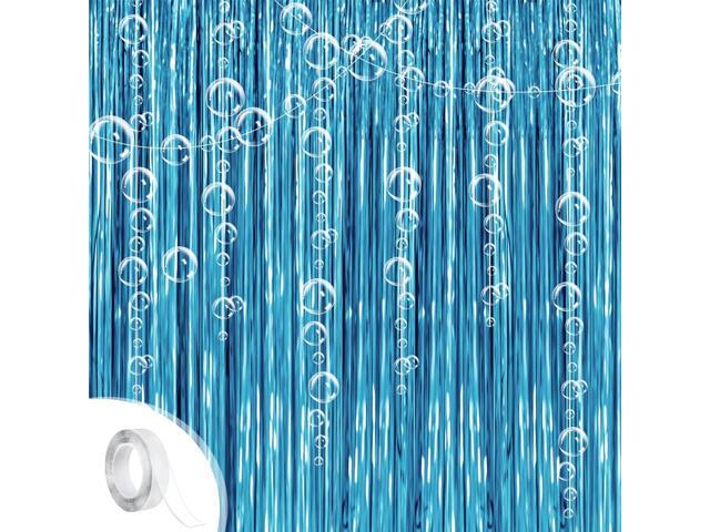 Under The Sea Party Decorations,4 Blue Fringe Backdrop 6 Bubble Garlands with Tape for Beach,Water,Pool,Ocean Themed,Mermaid Birthday...