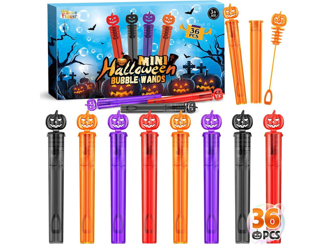 SpringFlower Halloween Party Favor For Kids, Halloween Mini Bubble Wands Halloween Gifts For Trick Or Treating, School Classroom Rewards,Goodie Bag...