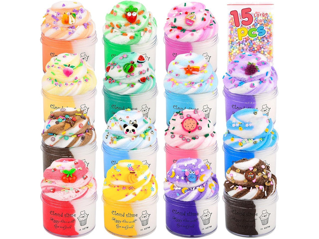 TITRITH Cloud Slime 15-Pack Case of Colorful for Girls and Boys, Fun Party Favors Supplies, Bulk Slime Kit Scented, Soft, Non-Sticky for Birthday...