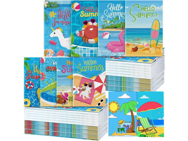 Estune 40 Pcs Summer Beach Coloring Book Pool Beach Summer Party Favors Mini Small Coloring Book Bulk Birthday Party Present DIY Craft Home