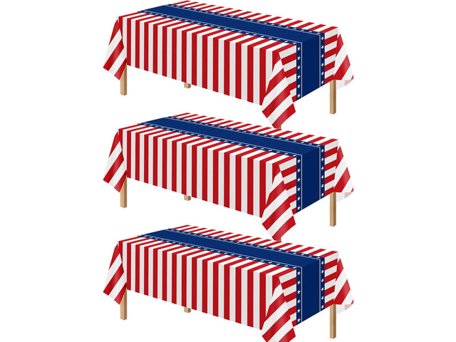 Kelool 4th of July Tablecloth,3 Pack Fourth of July Tablecloth Patriotic 4th of July Decorations,Disposable Tablecloth 54 x108 Inch,Red White and...