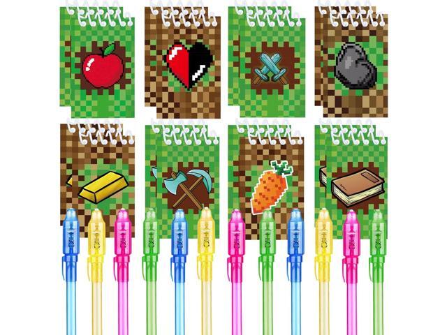 24 Pcs Pixel Theme party favors 12 invisible ink pen and 12 mini Notepads Pixel Theme party Goodie Bag Stuffers, Classroom Prizes, party supplies