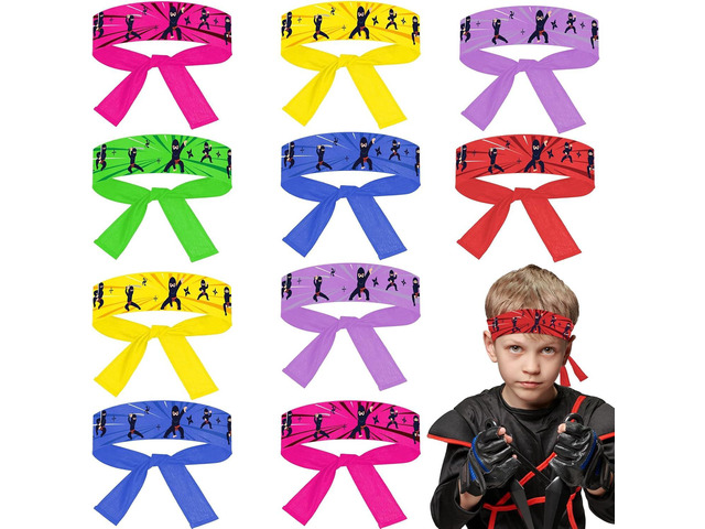 ZOIIWA 24Pcs Karate Headbands Birthday Party Favors Colorful Karate Themed Headbands Party Decorations for Kids Boys Girls Adults Birthday Party...