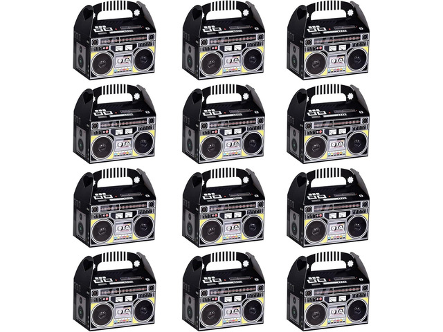 12 Pieces 80s 90s Novelty Boom Favor Boxes Boombox Prop Radio Decorations Table Centerpieces Decor for Retro 1980s Theme Hip Hop Party Favors