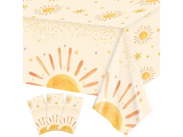 Oigco 3Pcs Boho Sun Birthday Party Tablecloths First Trip Around The Sun Party Decorations Disposable Plastic Table Covers Boho Baby Shower...