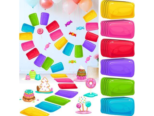 Colorful PVC Floor Stickers Candy Themed Floor Decals Candy Themed Party Decoration for Theme Birthday Party Supplies Halloween Trunk or Treat Car...