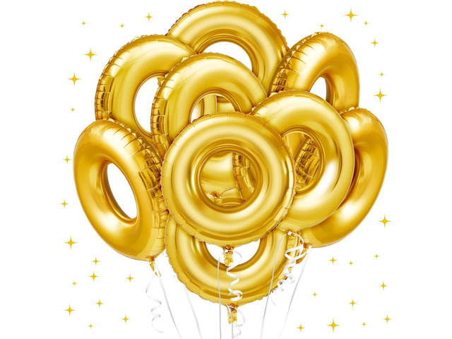6 Pack 28' Gold Ring Birthday Party Balloon Cartoon Characters Themed Party Decor Foil Large Balloons for Birthday Cartoon Carnival Theme Decorations