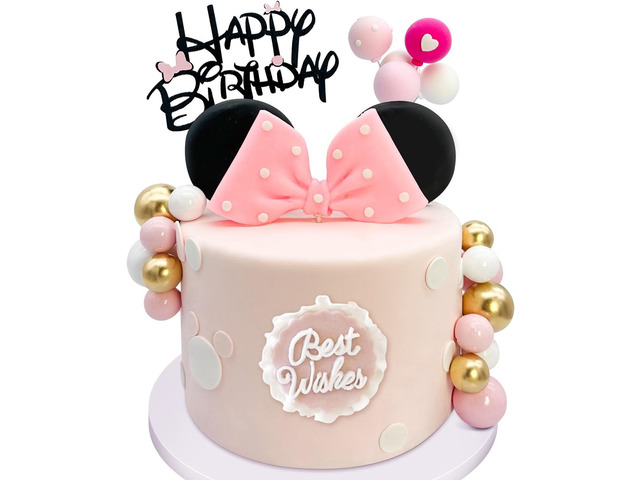 Tarocynn 20Pcs Mouse Birthday Cake Topper with Bows and Ears Happy Birthday Party Baby Shower Decorations Supplies